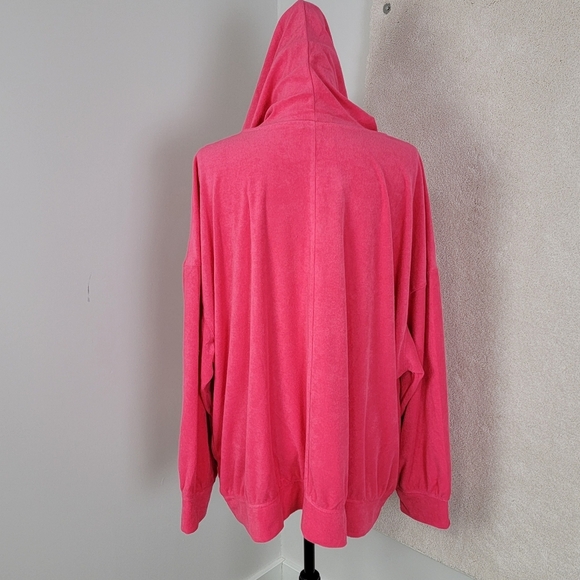Lane Bryant LIVI Honeysuckle Pink Zip Front Towel Terry Hoodie Jacket 26/28 NEW - Picture 6 of 15